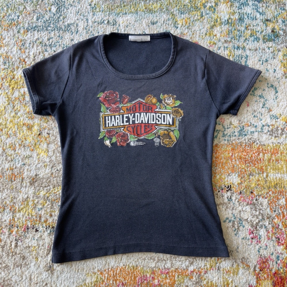 Vintage‎ 80s/90s Women's Harley-Davidson New Orleans Floral Logo Tee Size L
